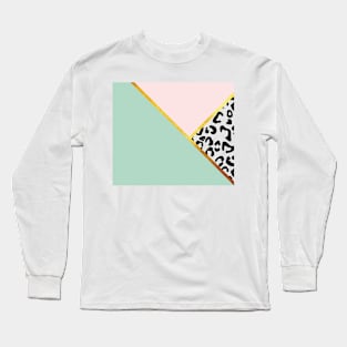 Abstract black and white leopard print, color blocking green Long Sleeve T-Shirt